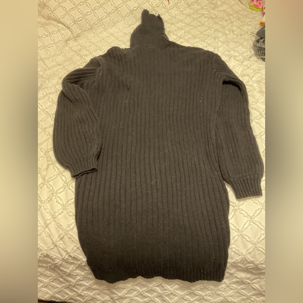 Black turtle neck knitted dress
